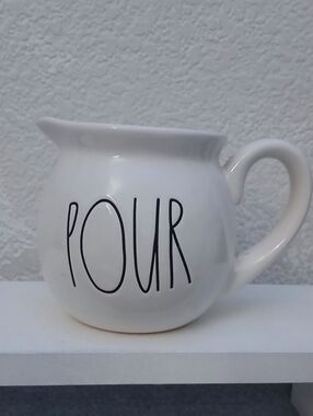 Rae Dunn White 'POUR' Ceramic Pitcher - Home Art